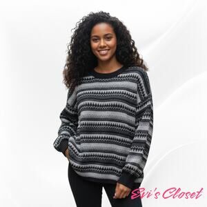 Ronwe Women's Black Striped Sweater Sz 4